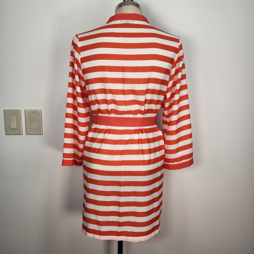 LFV by La Fee Verte Orange White Striped Wrap Robe Short Belted Cover Up - Picture 3 of 9
